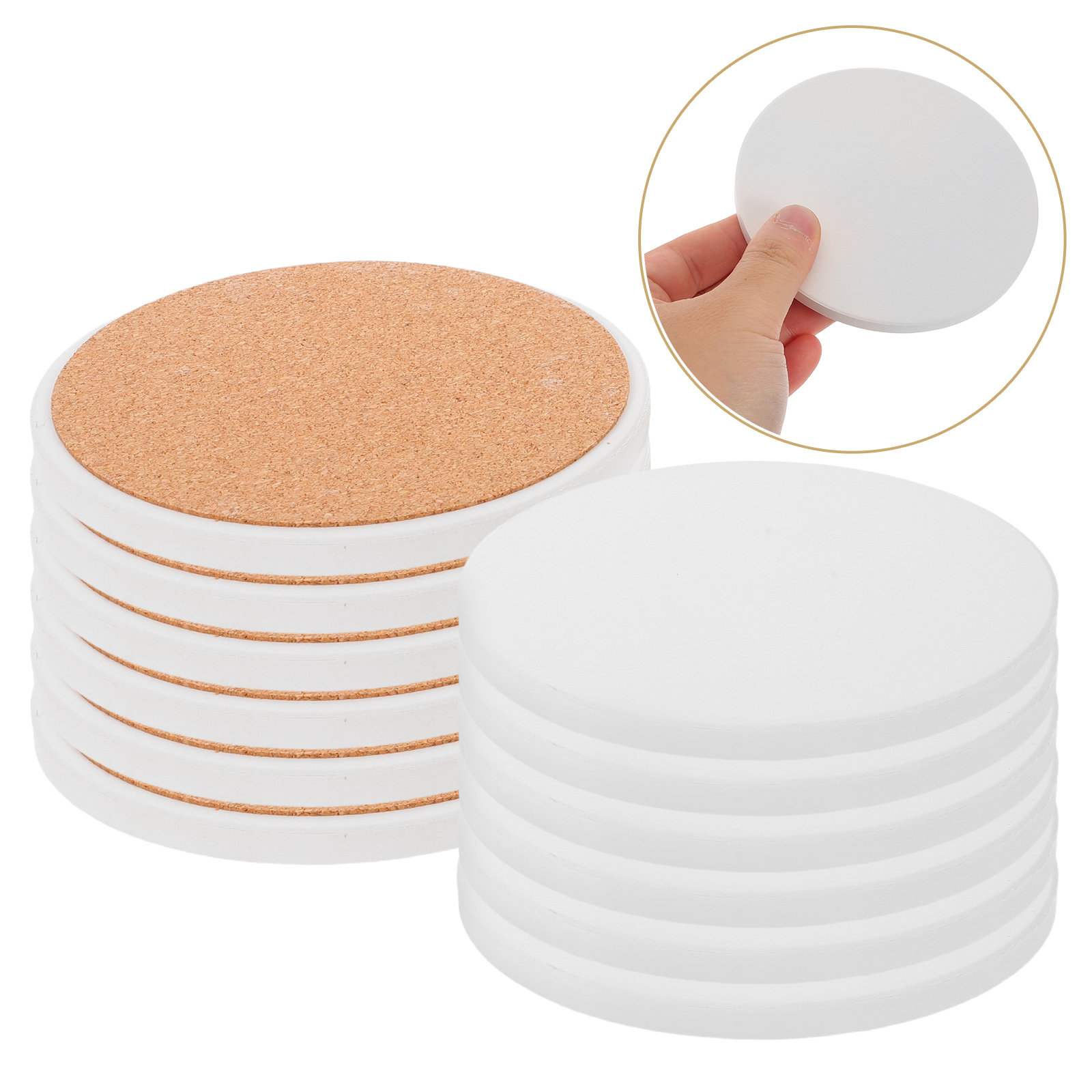 Coaster Sublimation Blank - 12개 승화 코스터 블랭크, 흰색 원형